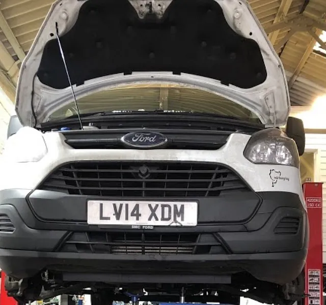 Ford transit on ramp for new engine supplied and fitted with turbo