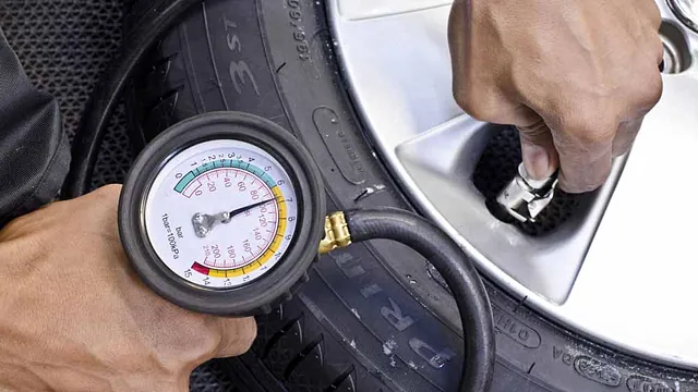 checking tyre pressure